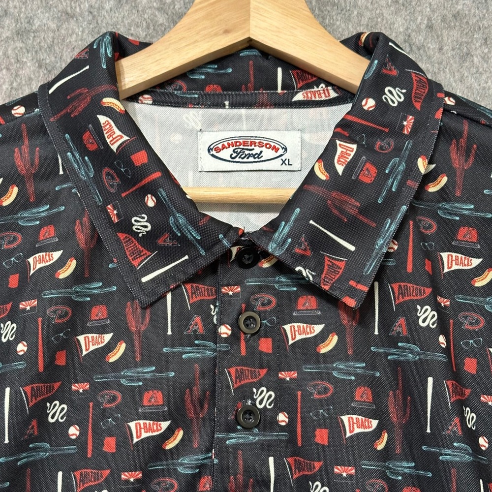 Sanderson Ford Arizona Diamondbacks D-Backs Polo Shirt Mens XL‎ Black Baseball